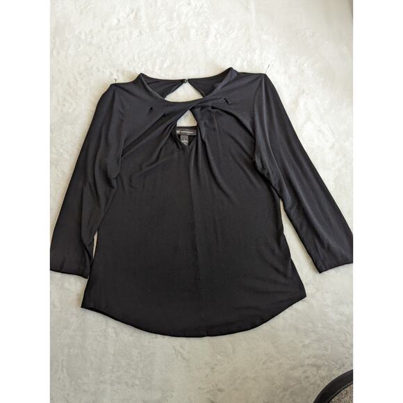 INC International Concepts Women Top L Black Blouse Long Sleeves Shirt - Picture 3 of 10